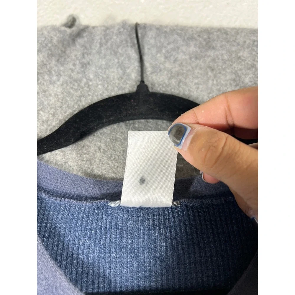 The North Face Henley shirt Mens Blue Large Waffle Knit Thermal Long Sleeve
